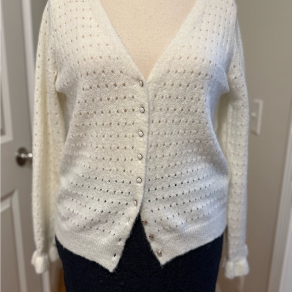 Easy Clothes Sweaters - Elegant Ivory Button-Up Cardigan